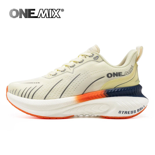 Zapatillas de running ONEMIX White Road para hombre con amortiguación de aire, deportivas de exterior, zapatillas de entrenamiento masculinas de verano para jogging, calzado para mujer