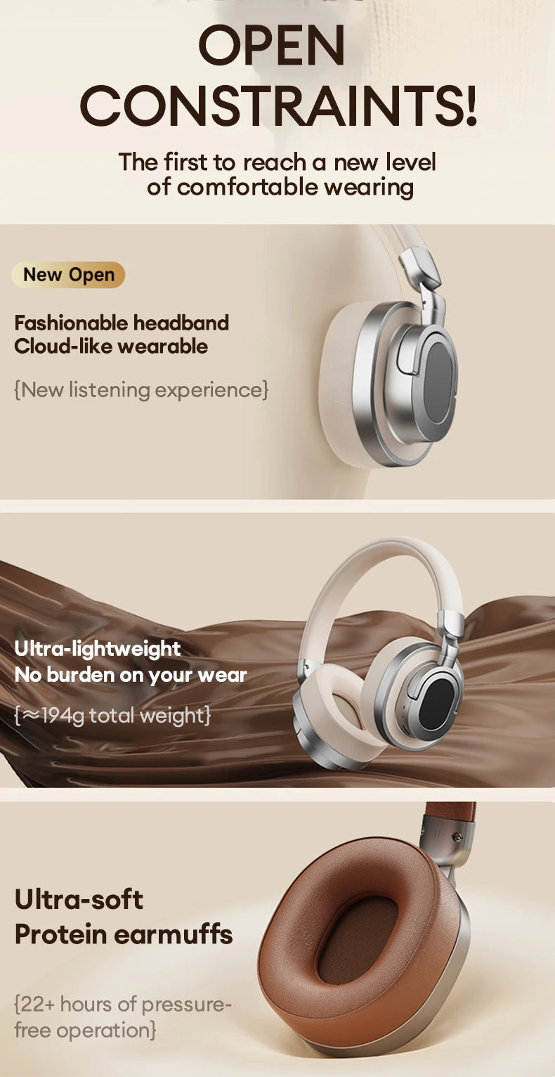 Lenovo LE602 Bluetooth 6.0 Over-Ear Headsets HiFi Stereo Sound Fashionable Music Earphones ENC HD Call Wireless Wired Headphones