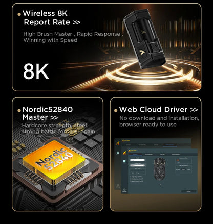 ATTACK SHARK R5 ULTRA Wireless Gaming Mouse - 8K Polling,PAW3950MAX Sensor,42,000 DPI,Carbon Fiber Ultra-Light for Pro Esport