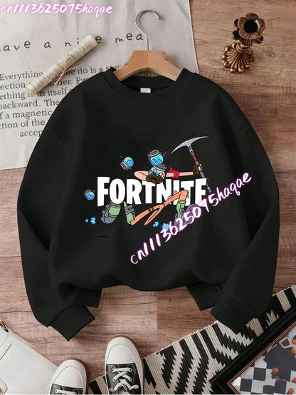 Nuove felpe Fortnite per bambini con cappuccio, stampa personaggi cartoon del gioco, top casual autunnali, abbigliamento invernale per bambini e neonati maschi