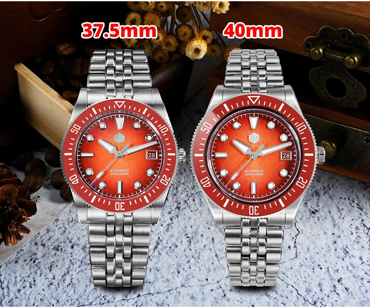 San Martin 37,5 mm 40 mm emajlirana ura z vzorcem spirale in vrtinca za moške, luksuzna potapljaška ura, Miyota 9015, avtomatski mehanski mehanizem, vodoodporna do 200 m, SN0148