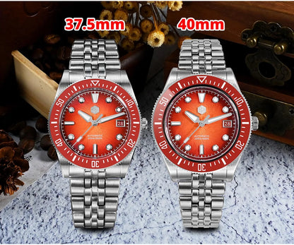 San Martin 37,5 mm 40 mm emajlirana ura z vzorcem spirale in vrtinca za moške, luksuzna potapljaška ura, Miyota 9015, avtomatski mehanski mehanizem, vodoodporna do 200 m, SN0148
