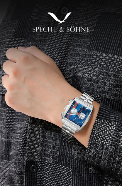 2024 Specht & Sohne New Classic Men's Quartz Watch Blue Color Stainless Steel Japan VK63 Movt Genuine Leather Montre Homme 39MM