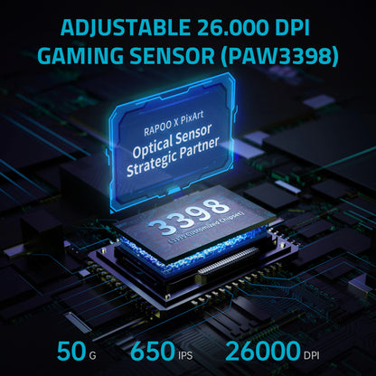 Rapoo VT3Pro GEN-1 Wireless Gaming Mouse 59g Lightweight 8KHz Polling Rate 26000DPI 9 Programmable Buttons Optical Sensor