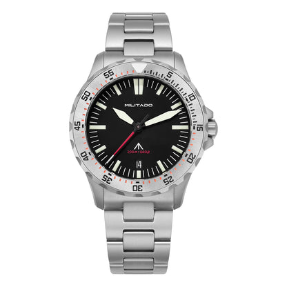 Militado ML16 39mm Quartz Dive Watch Sapphire Crystal 200M Water Resistant Ceramic Bezel BGW9 Lume Screw Down Crown