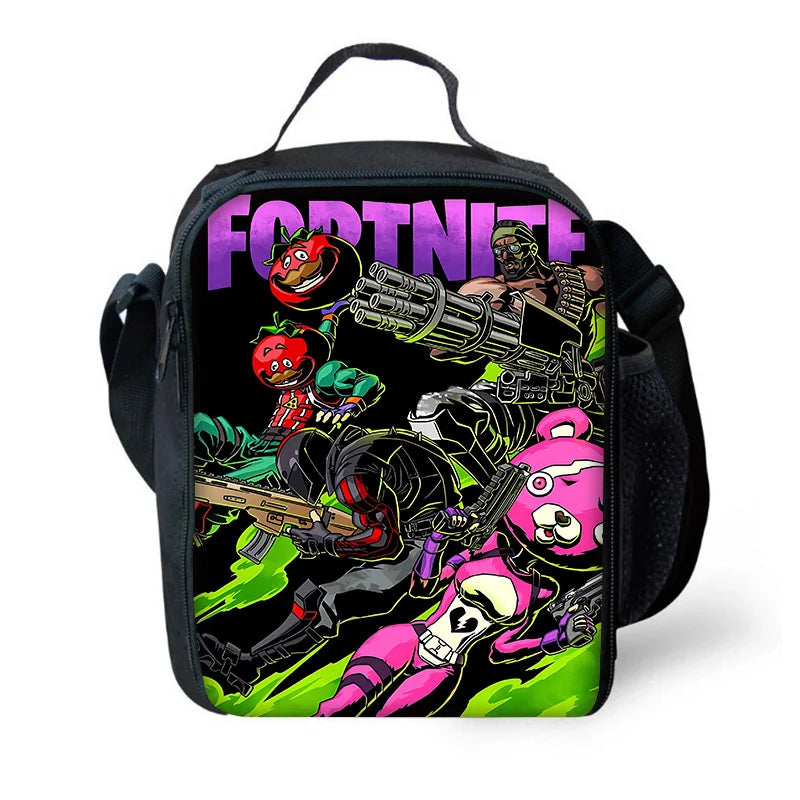 Kinder-Rucksack-Set im angesagten Gaming-Design mit Lunchbag und Federmäppchen, große Kapazität, Schultaschen für Jungen und Mädchen, ideales Geschenk F-FortniteS