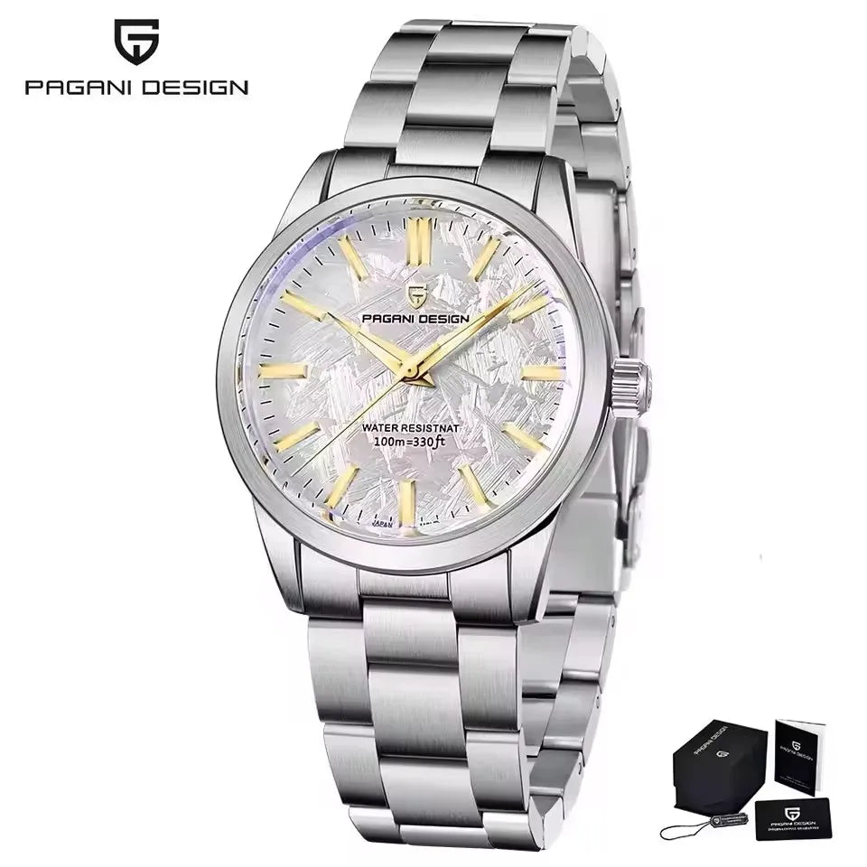 PAGANI DESIGN 40MM Meteorite dial Men Quartz Watches Luxury Business 316L Stainless Steel 100M Waterproof Watch For Men clock