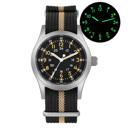 Militado ML05 38mm Men Watch VH31 Quartz Military Watches Domed Sapphire AR Coating 100m Waterproof Stainless Steel Wristwatch