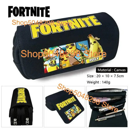 Astuccio grande in canvas kawaii per penne e matite, per ragazzi e ragazze, stampa Fortnite, articoli scolastici, cancelleria, regalo di compleanno per adolescenti