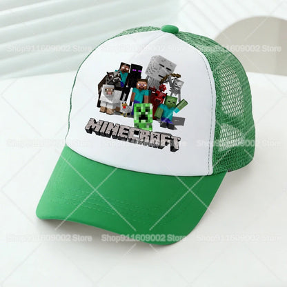 Baseballové čepice Minecrafted Mesh s kreslenými postavičkami – sportovní čepice pro dospělé a děti, pro chlapce i dívky, letní outdoorové čepice s kšiltem proti slunci, dárkové