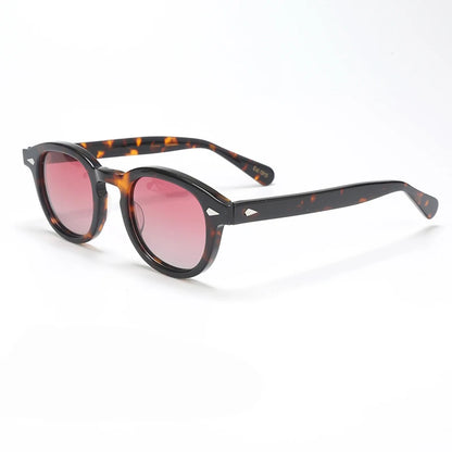 Polariserade solglasögon för män och kvinnor, Johnny Depp-inspirerade solglasögon i Lemtosh-stil, retro, runda, acetatbåge, UV400-glas, Oculos