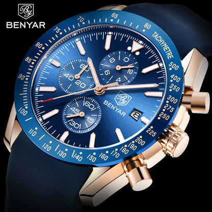 Relógio de homem BENYAR 5140, relógio desportivo casual, relógio de quartzo de luxo à prova de água, cronógrafo militar de marca de gama alta.