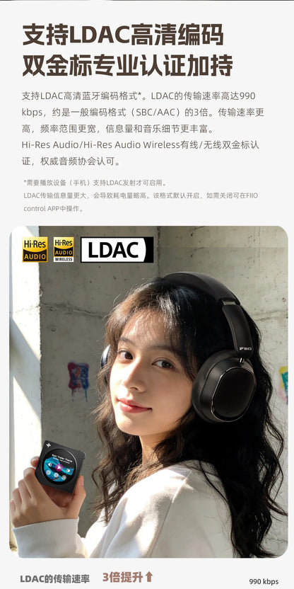 FiiO EH13 Headphones Over Ear Wireless Bluetooth Dynamic ANC Noise Reduction LDAC HiFi Audio Long Battery Life Game Headset Gift