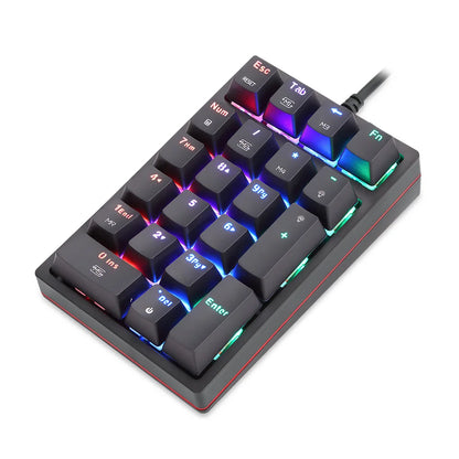 Motospeed K24 Macro Mechanical Numeric Keypad Wired 21 Keys RGB Backlight Numpad Gaming Keyboard Red Blue Switch For PC Notebook