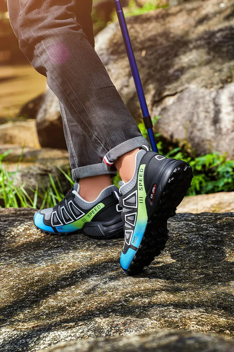 Zapatillas de senderismo impermeables para hombre, calzado deportivo outdoor con cordones, zapatillas casuales de ciclismo para mujer, calzado táctico de entrenamiento antideslizante para campo