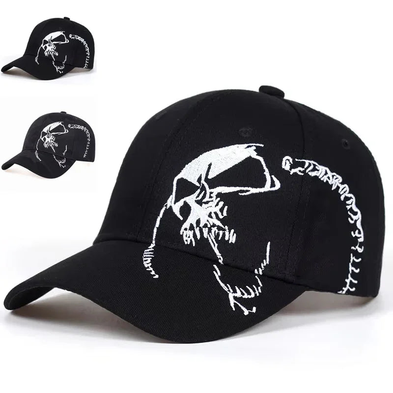Casquette de baseball unisexe à motif brodé et design squelette, ajustable, pour le plein air, printemps et automne, chapeau décontracté de protection solaire