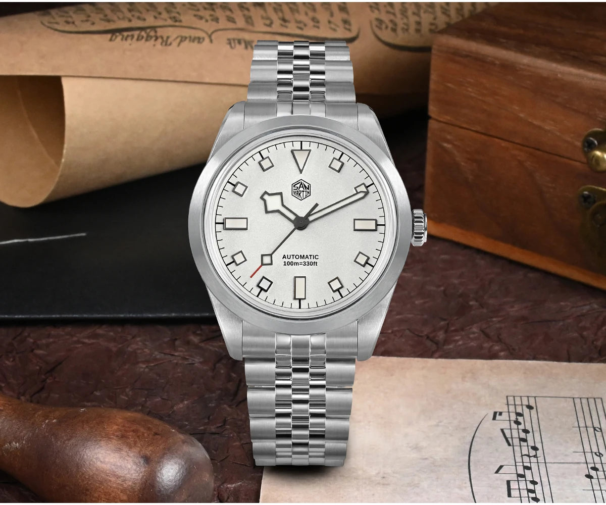 San Martin 38mm Men Sport Watch Fashion Luxury Explore Climbing Automatic Mechanical Sapphire Waterproof 5 Links Bracelet BGW-9
