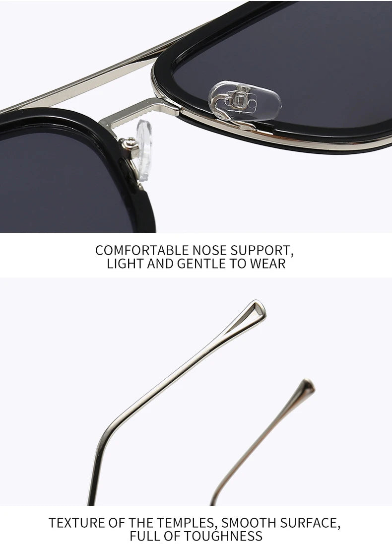 2024 New Square Men Sunglasses Fashion Metal Steampunk Sun Glasses For Women Trendy Outdoor Shades Eyewear Unisex Accessory