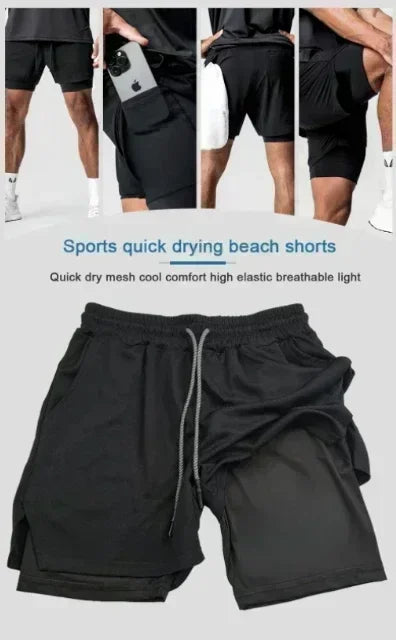 Dragon Ball Anime Goku Peripheral Printed Double-layered Shorts 2025 Summer American Sporty Men's Loose and Breathable Pants