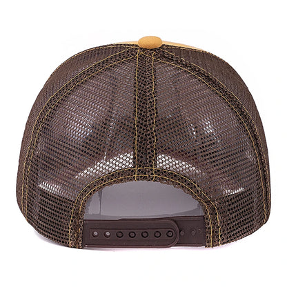 Hot Sale Unisex Mesh Cap Lion Pattern Patch Design Suede Hat Women And Men Summer Animal Baseball Cap Fashion Trucker Hat