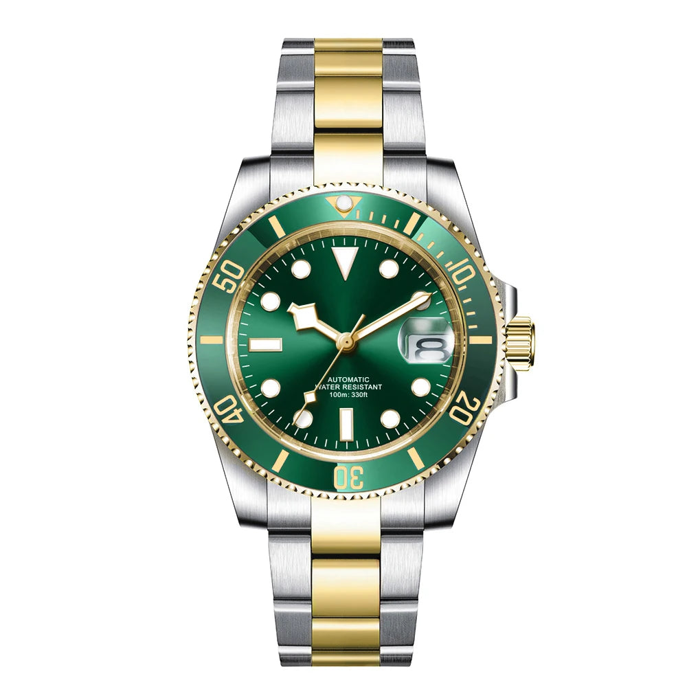 Customized Logo Men's Mechanical Automatic Wristwatch NH35 Movement 40mm Dial 100M Waterproof Sapphire Glass DIY Corgeut
