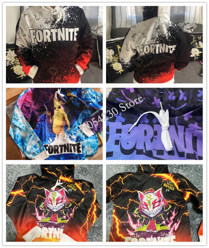 3D-gedruckter Llama Fortnite Hoodie Battle Royale Cartoon-Sweatshirt für Herren und Damen, Game-Hero-Kapuzenpullover für Teenager