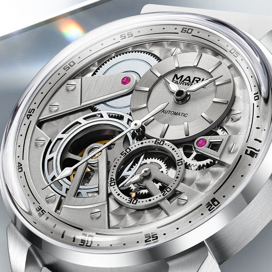 MARK FAIRWHALE Men’s Luxury Automatic Mechanical Watch  46mm Stainless Steel Business Wristwatch