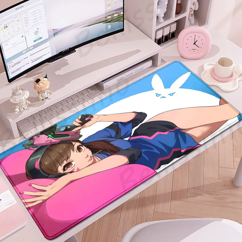 Accessori gaming O-Overwatch D-D.va Tappetino mouse grande Tappetino per tastiera e mouse PC Scrivania XXL Tappetini estesi Gamer Mausepad