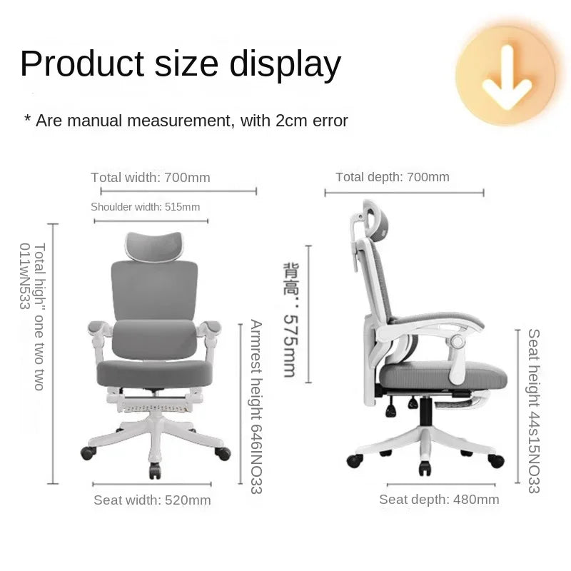 Ergonomisk kontorsstol i mesh med ländryggsstöd, hög datorstol för vuxna, bekväm arbetsstol för långa pass