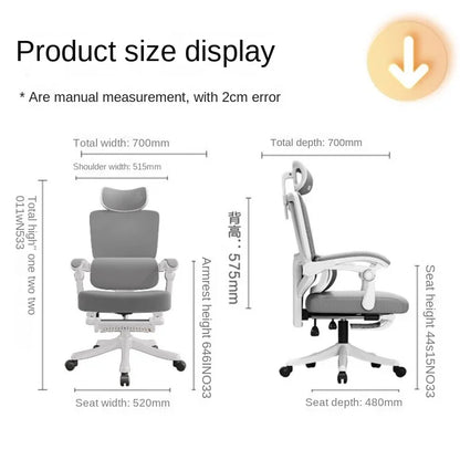 Ergonomisk kontorsstol i mesh med ländryggsstöd, hög datorstol för vuxna, bekväm arbetsstol för långa pass