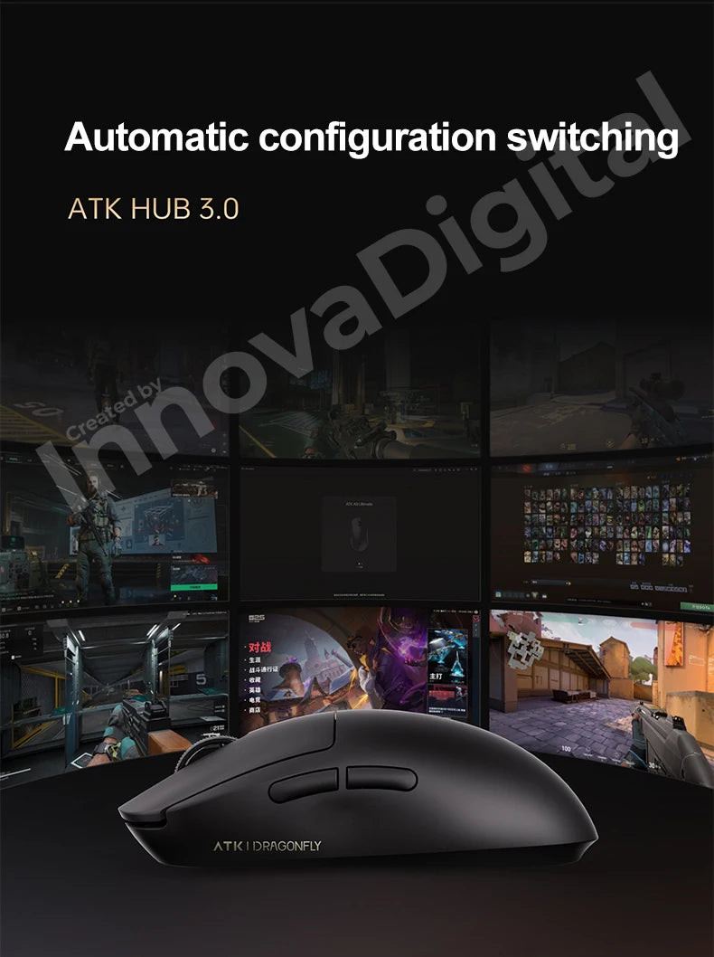 ATK Dragonfly A9 Ultimate bezdrátová herní myš A9 Air PAW3950 ultralehká ergonomická e-sportovní myš pro hráče FPS CSGO A9 Ultra