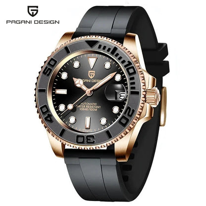 PAGANI DESIGN Luxury Mechanical Automatic Men's Watch Rose Gold Ceramic Rotating Frame Top Business watches for man reloj hombre