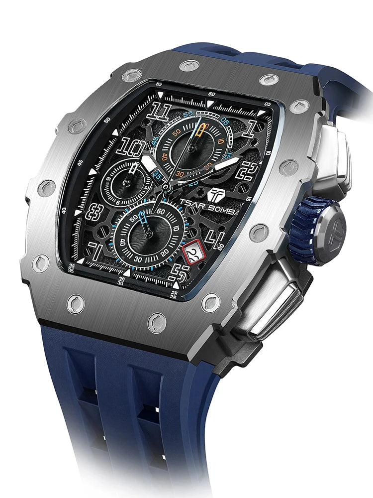 Orologio da uomo TSAR BOMBA New TB8204, cronografo al quarzo giapponese, impermeabile 50M, stile sportivo fashion, orologio da polso di lusso, regalo da uomo
