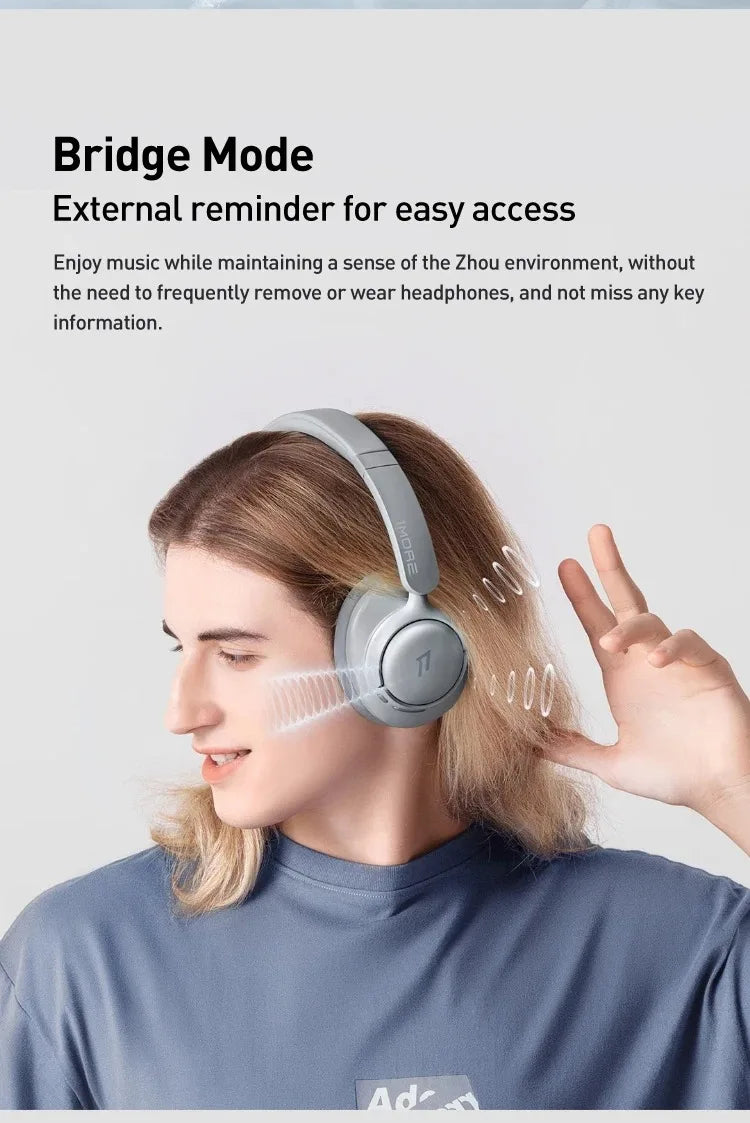 1MORE SonoFlow S Active Noise Canceling Wireless Headphones 42dB ANC Bluetooth Headsets Hi-Res Audio 90H Playtime