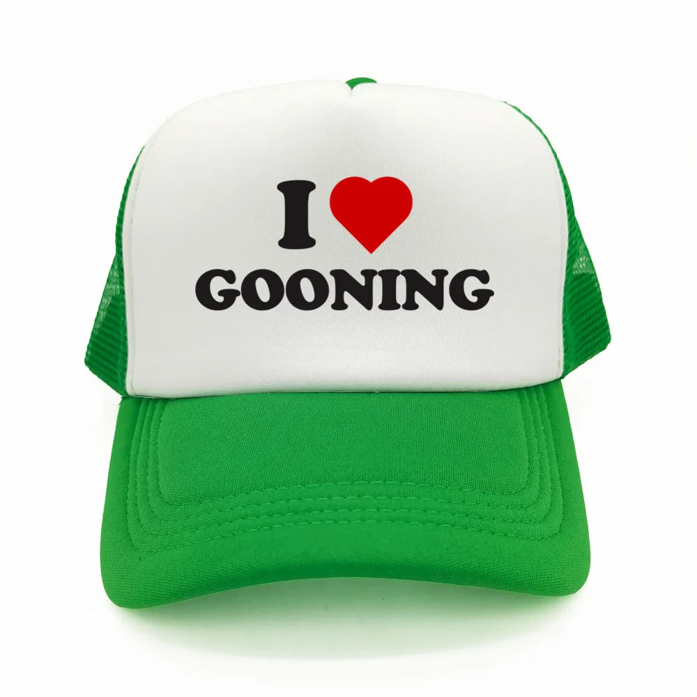 Funny I Love Gooning Baseball Caps Cool Summer Men Mesh Net Hat Humor Trucker Cap Unisex Outdoor Mesh Net Caps MZ-080
