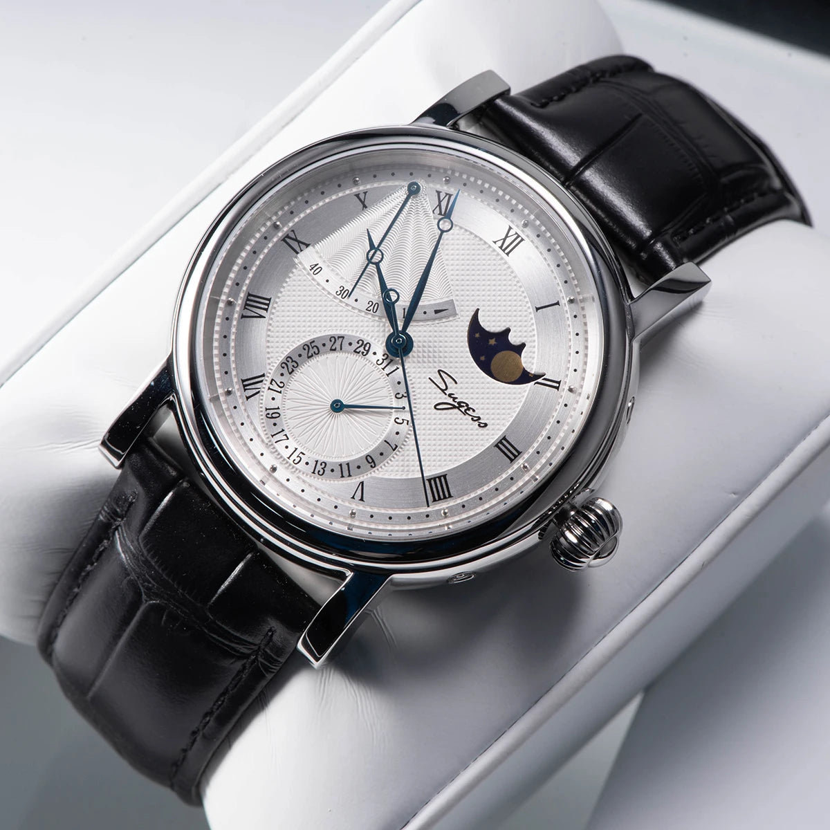 2023 Sugess Watch of Men Automatic Mechanical Moon-Phase Wristwatches Power Reserved  Sapphire WaterResistant Tianjin Movement