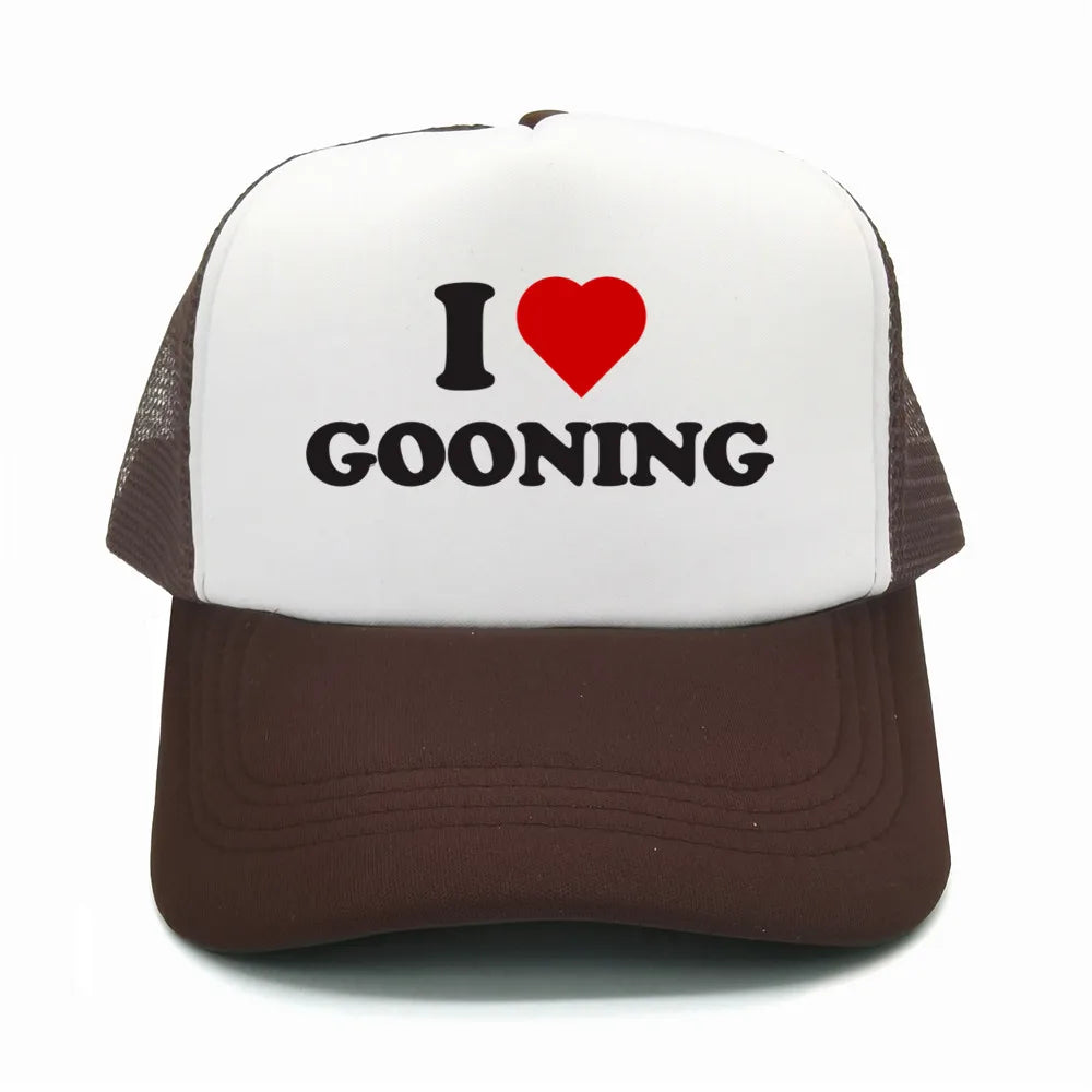Funny I Love Gooning Baseball Caps Cool Summer Men Mesh Net Hat Humor Trucker Cap Unisex Outdoor Mesh Net Caps MZ-080