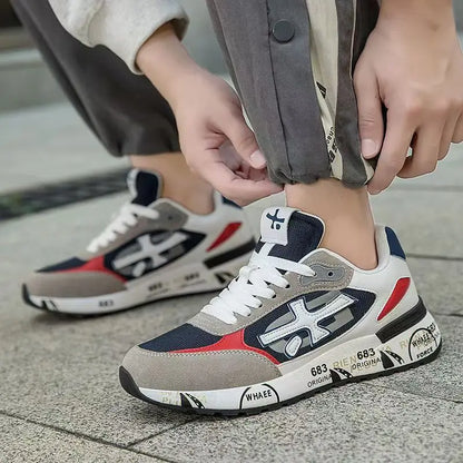 Baskets rétro de marque de luxe pour hommes et femmes, chaussures en maille respirante et en daim, semelle imprimée tendance, à lacets, baskets décontractées pour tous les jours