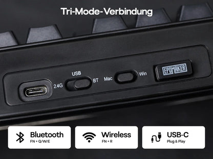 ISO-DE Layout EPOMAKER TH99 QWERTZ Layout 96% Creamy Gasket Wired/Bluetooth/2.4G Wireless Mechanical Keyboard with Knob/Numpad