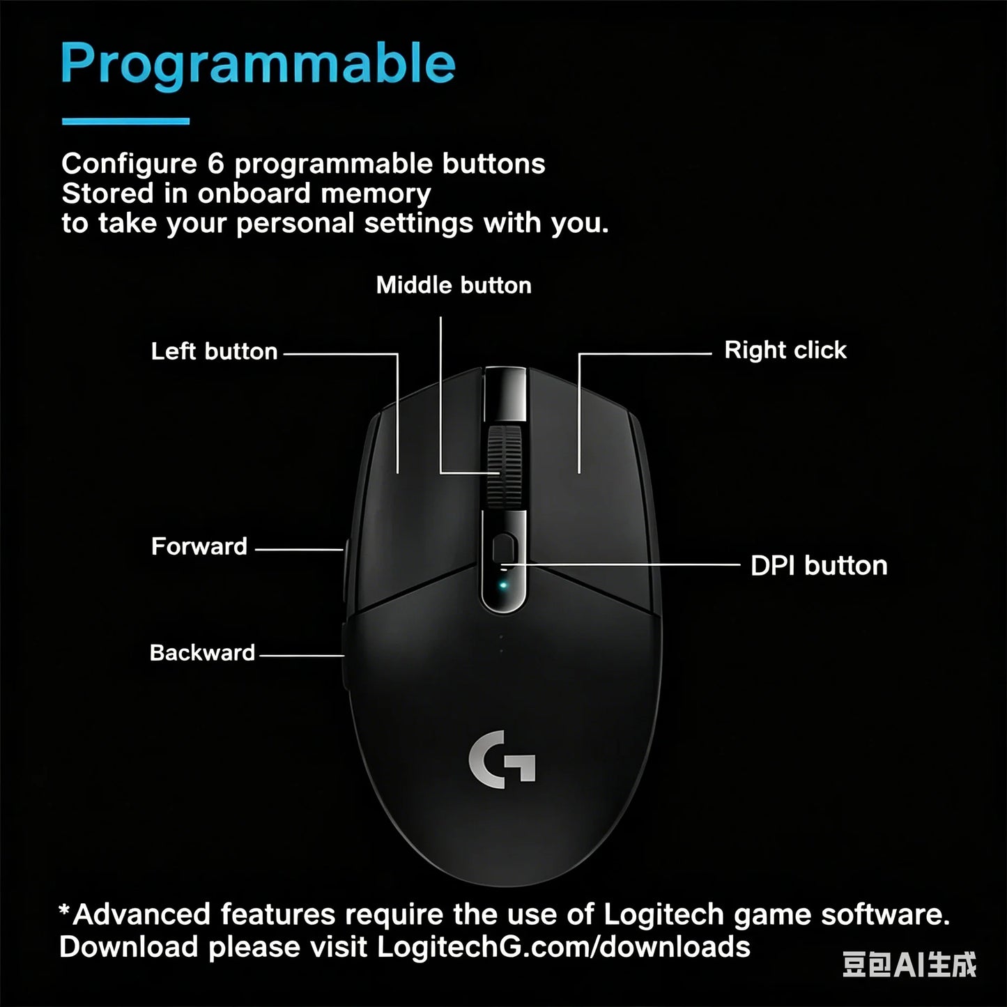 Logitech G304 Wireless Mouse Light Speed Game Mouse Lightweight Portable PC Model Ergonomic Wireless Game Mouse