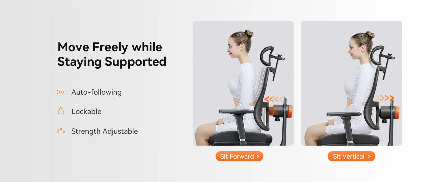 NEWTRAL MAGICH-BPRO Ergonomic Chair with Footrest, Auto-Following Backrest Headrest Office Chair, Adaptive Lower Back Support