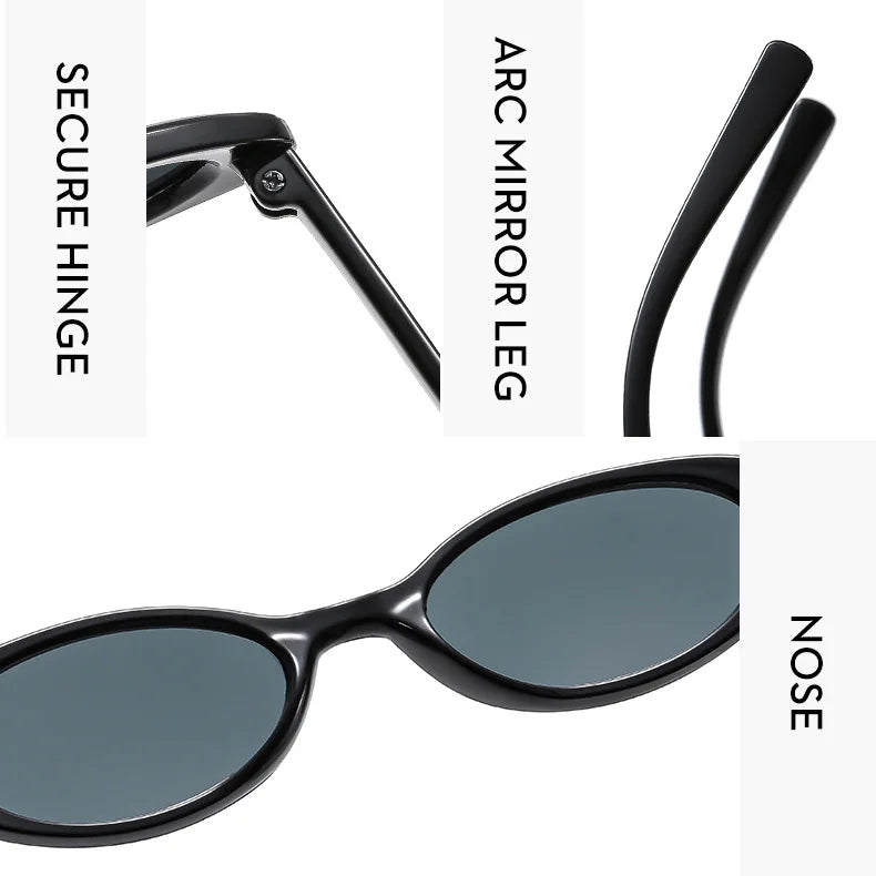 Små ovala solglasögon för kvinnor och män, trendiga, vintage, hiphop, cat-eye, leopardmönster, svarta, punk, UV400, Oculos