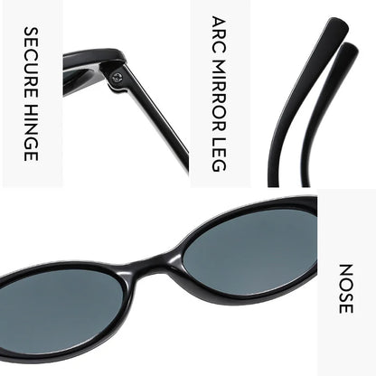 Små ovala solglasögon för kvinnor och män, trendiga, vintage, hiphop, cat-eye, leopardmönster, svarta, punk, UV400, Oculos
