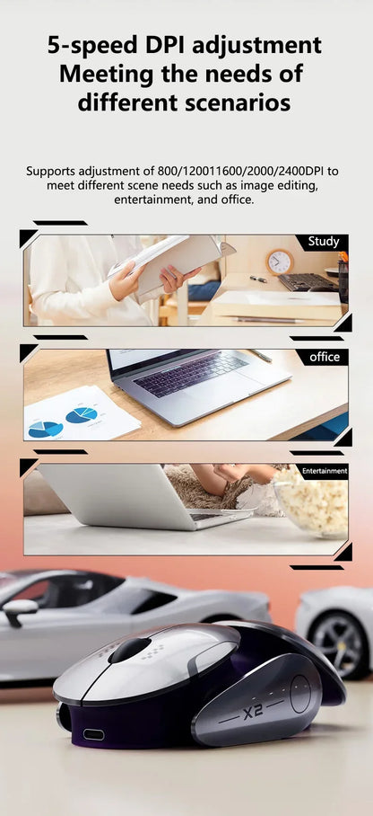 Inphic X2 Tri-Mode Metal Bluetooth Wireless Mouse Silent Rechargeable E-Sports Backlight Gaming PC Laptops Accessories Gift