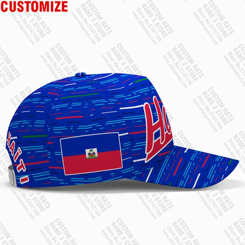 Cappellino personalizzato gratuito con nome dell’università, numero e logo della squadra di Haiti (Hti) – Viaggi nel Paese – Nazione francese – Bandiera della Repubblica di Haiti – Cappellino da baseball