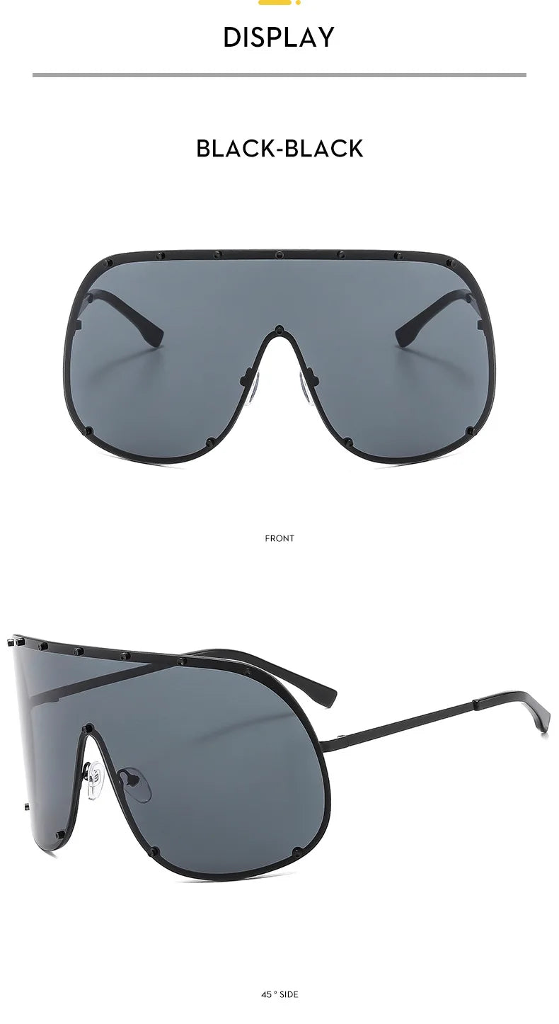 2025 Oversized Metal Rimless Integrated Windproof Sunglasses For Women Trends Y2k Luxury Brand Design Sun Glasses Unisex UV400