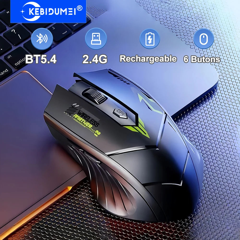 Dual-Mode Mouse Bluetooth 5.4 Mouse 6 Buttons 2.4G Wireless Mouse Rechargeable Gaming Mouse Office Mice For PC Laptop Macbook
