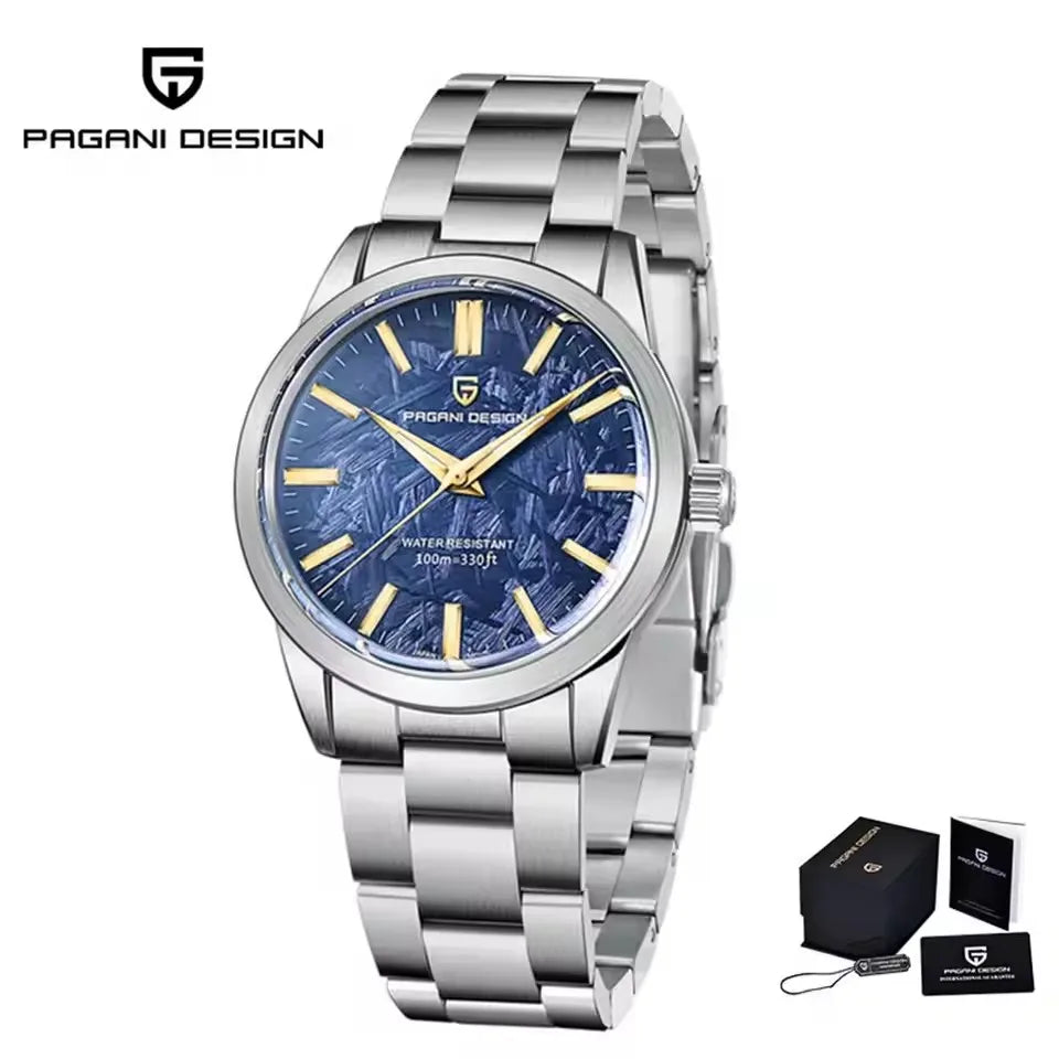 PAGANI DESIGN 40MM Meteorite dial Men Quartz Watches Luxury Business 316L Stainless Steel 100M Waterproof Watch For Men clock