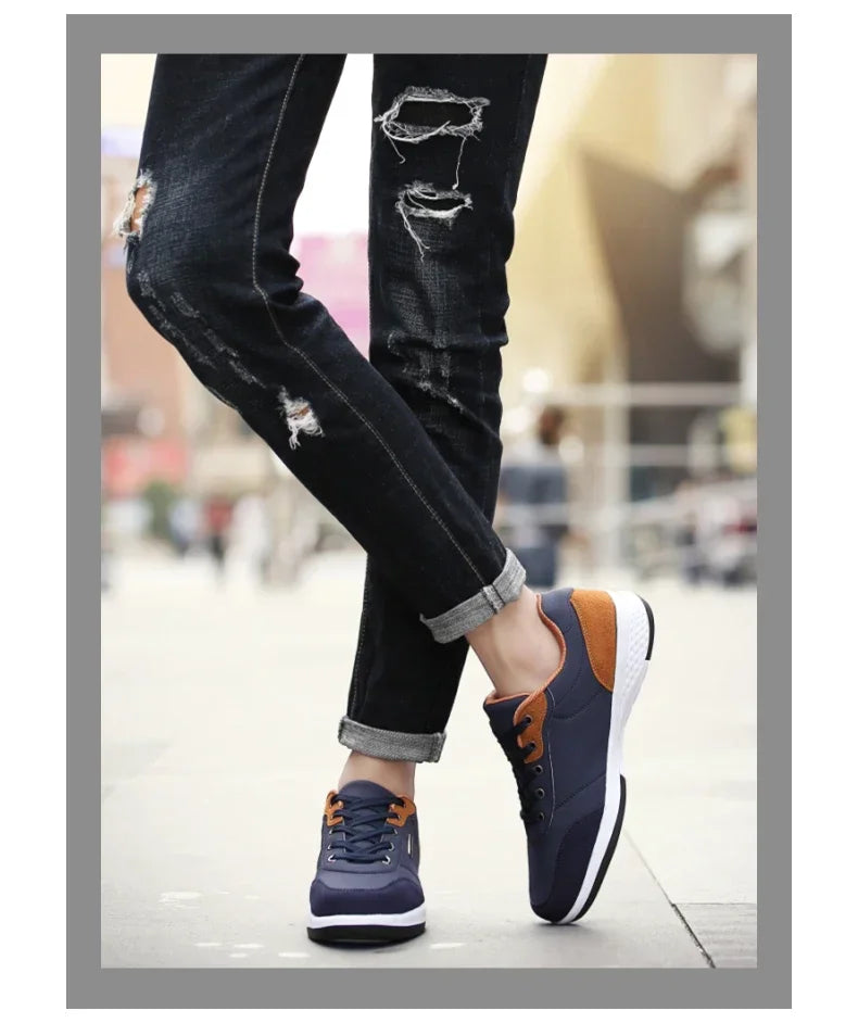 YRZL Men Shoes Spring Autumn Waterproof Walking Sneakers Leisure Male Leather Sports Shoes Non-Slip Footwear Tennis for Men