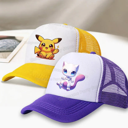 Kawaii Pikachu a Squirtle – baseballová čepice s motivem Pokémonů, kreslená postavička, pro děti i dospělé, sluneční čepice, roztomilá čepice s kšiltem pro chlapce i dívky, outdoorová čepice, letní čepice pro tatínky